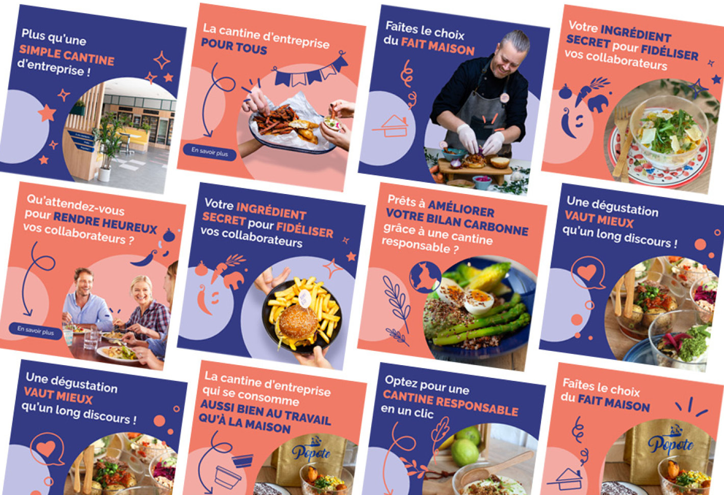 Assemblage des visuels de campagne LinkedIn pour Popote Assemblage des visuels de campagne LinkedIn pour Popote
