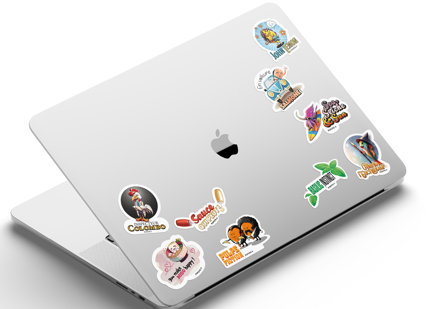 Stickers collés sur un ordinateur Stickers collés sur un ordinateur